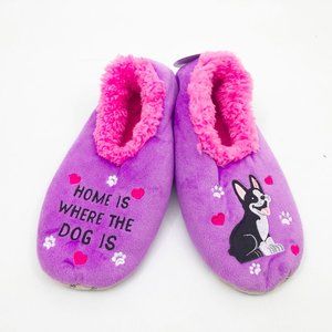 Snoozies Women's Home is Where The Dog Is Non Skid Slippers Lavendar Large 9/10